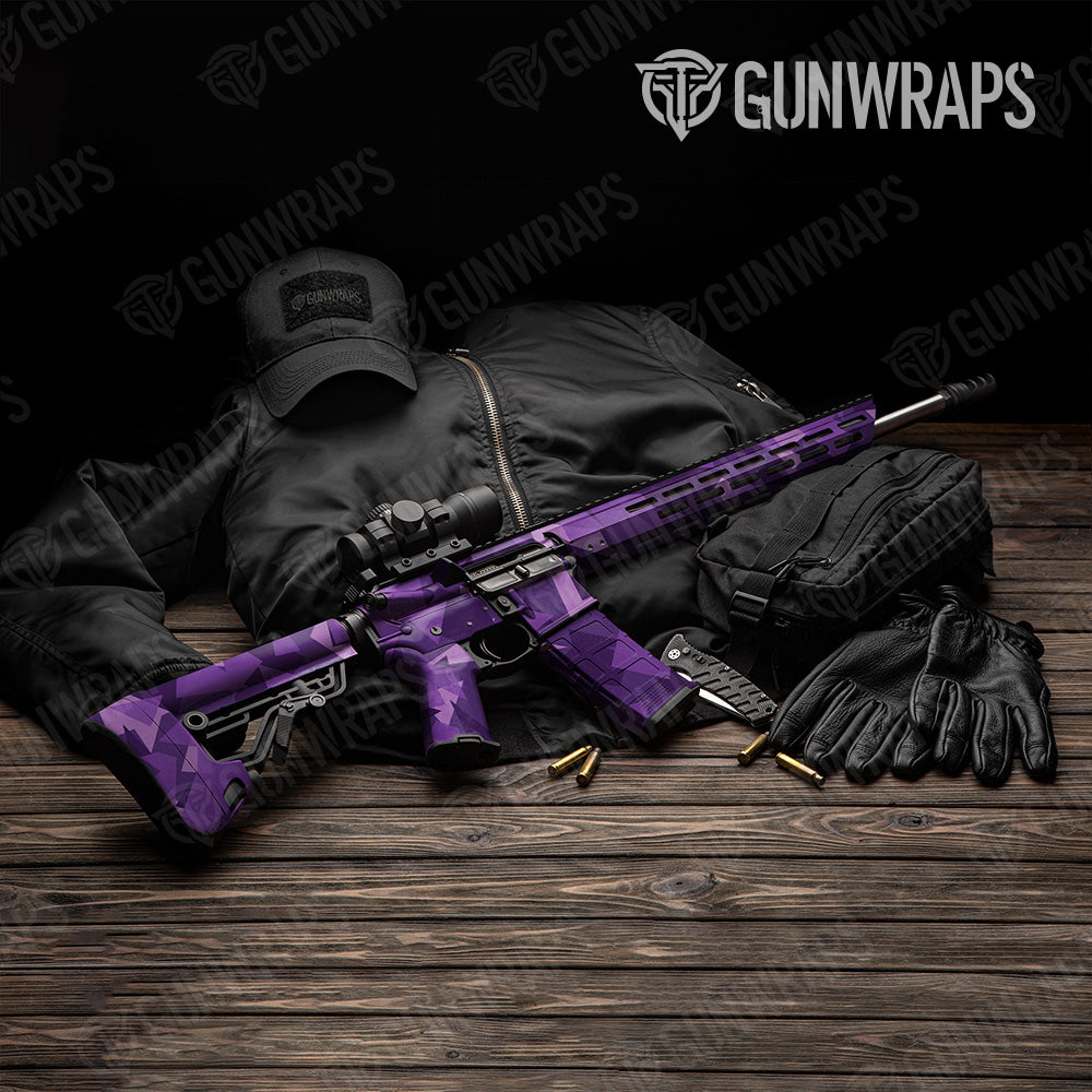 Shattered Elite Purple Camo AR 15 Gun Skin Vinyl Wrap