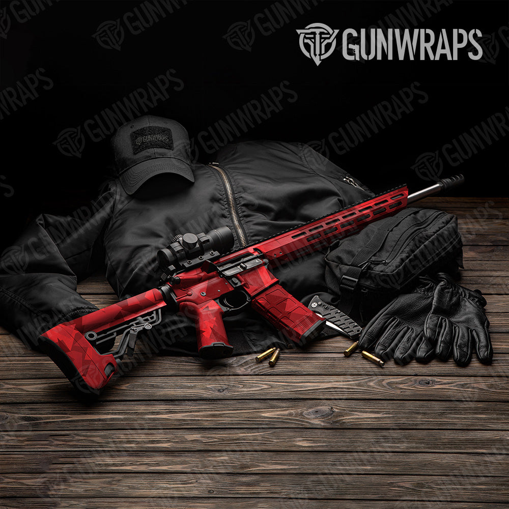 Shattered Elite Red Camo AR 15 Gun Skin Vinyl Wrap