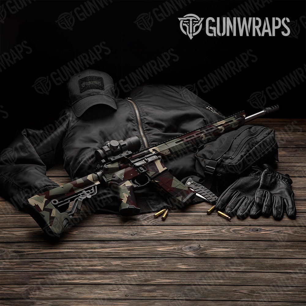 Shattered Militant Blood Camo AR 15 Gun Skin Vinyl Wrap