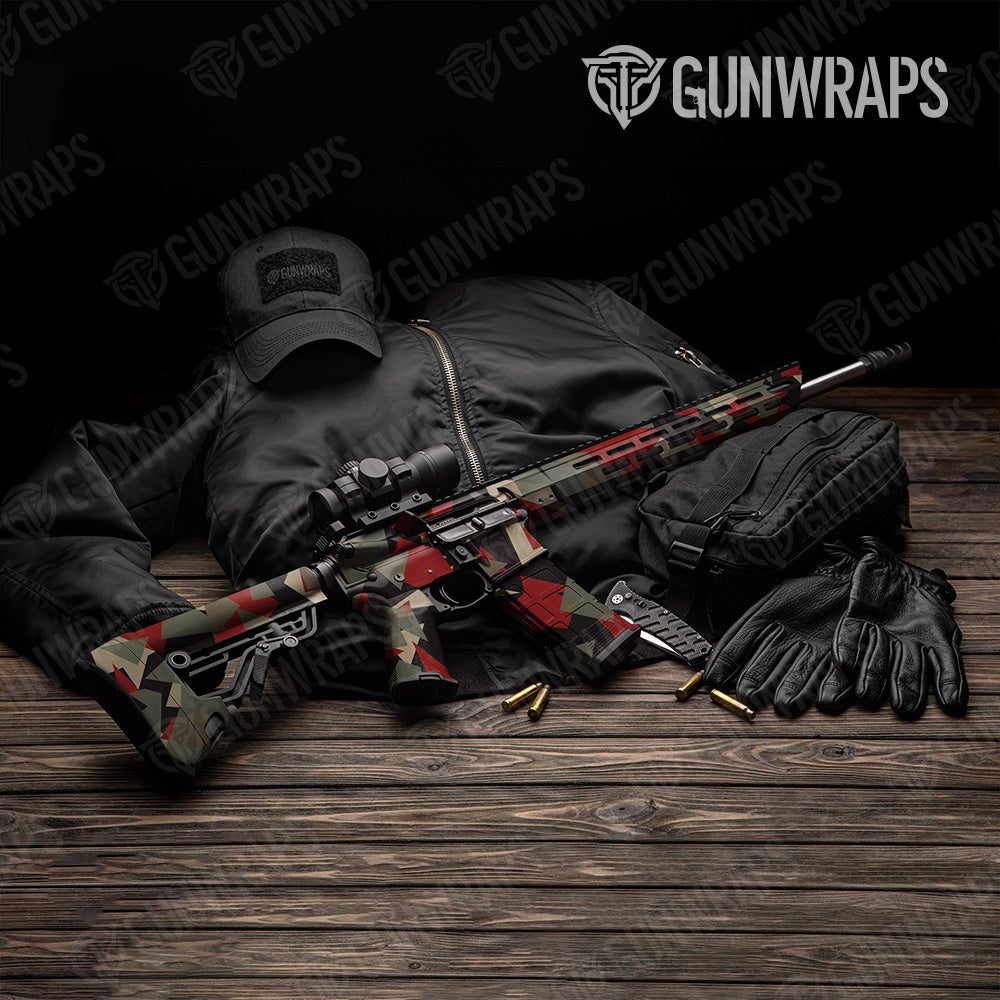 Shattered Militant Red Camo AR 15 Gun Skin Vinyl Wrap