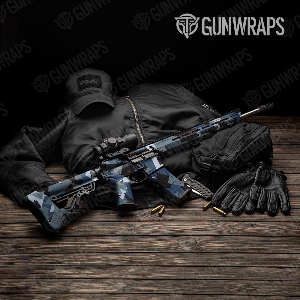 Shattered Navy Camo AR 15 Gun Skin Vinyl Wrap