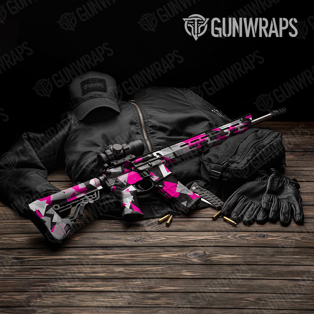 Shattered Magenta Tiger Camo AR 15 Gun Skin Vinyl Wrap