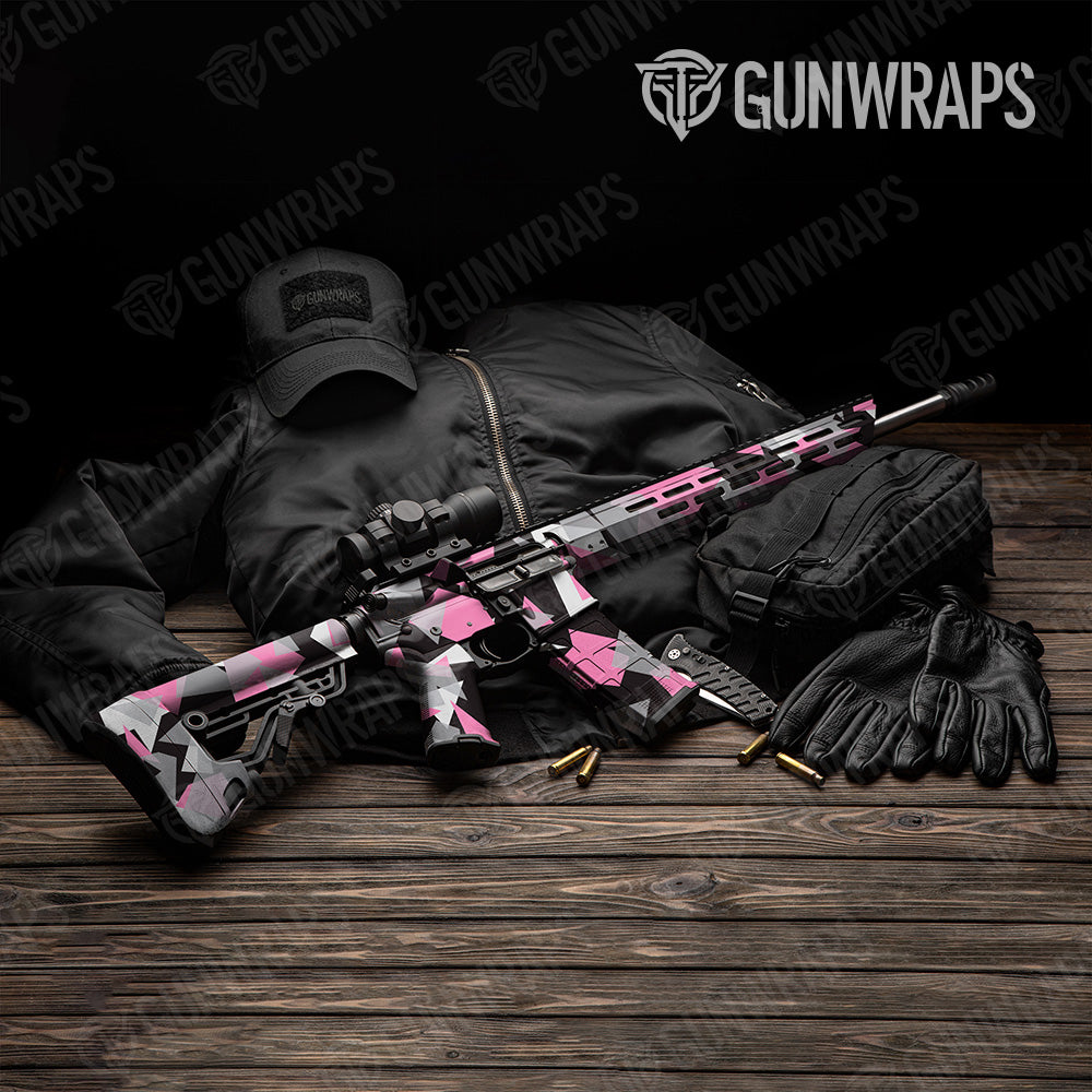 Shattered Pink Tiger Camo AR 15 Gun Skin Vinyl Wrap