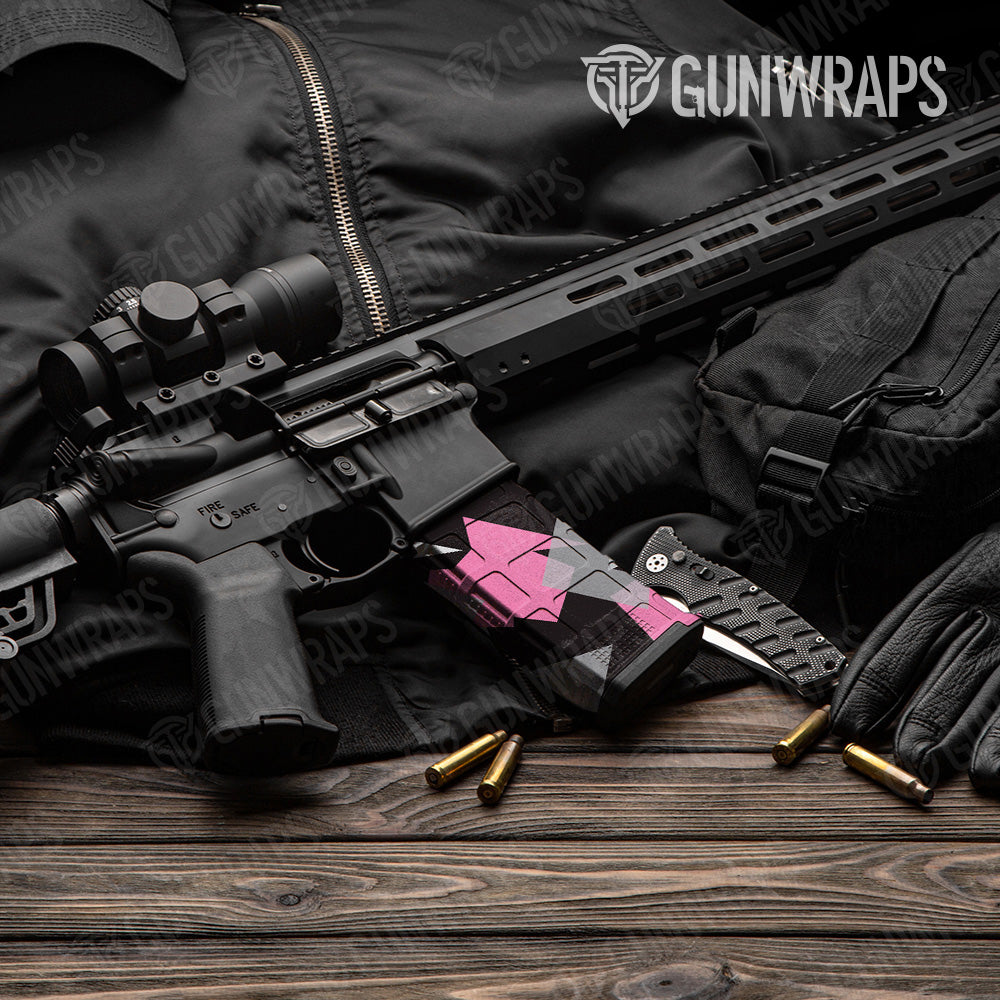 Shattered Pink Tiger Camo AR 15 Mag Gun Skin Vinyl Wrap