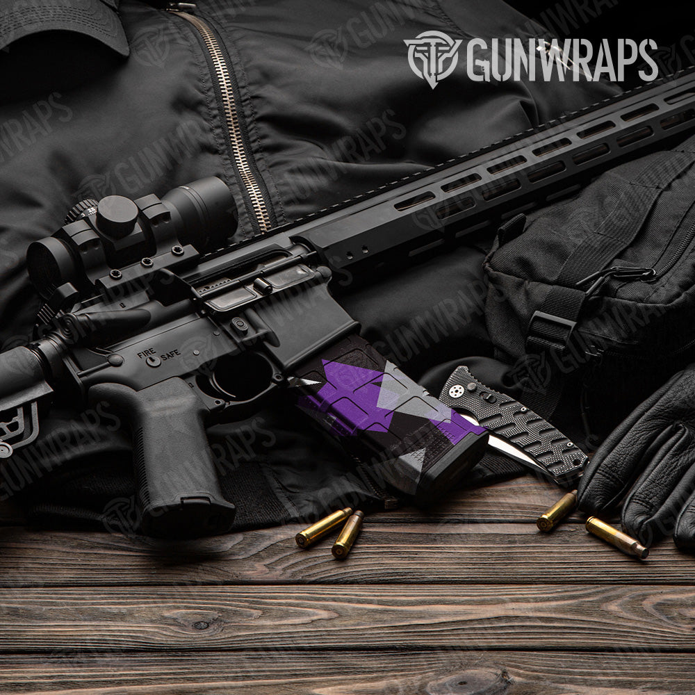 Shattered Purple Tiger Camo AR 15 Mag Gun Skin Vinyl Wrap