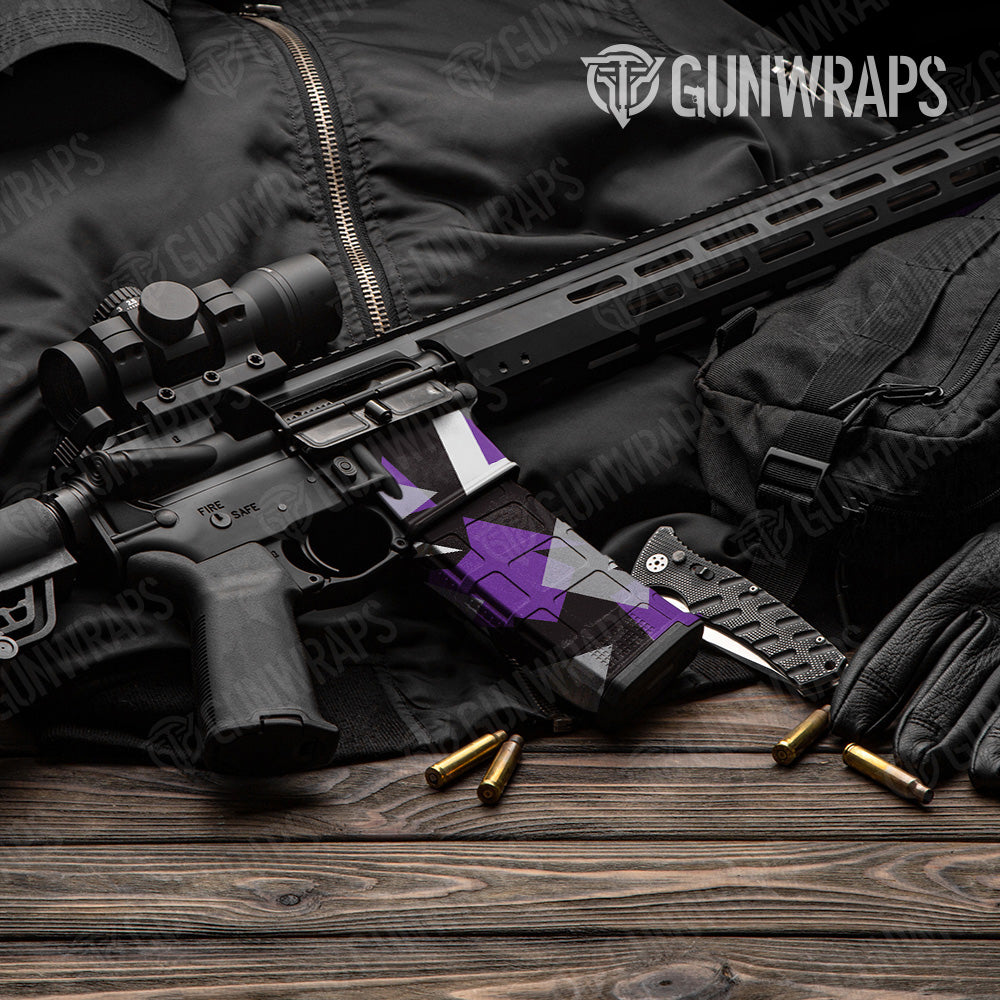 Shattered Purple Tiger Camo AR 15 Mag & Mag Well Gun Skin Vinyl Wrap