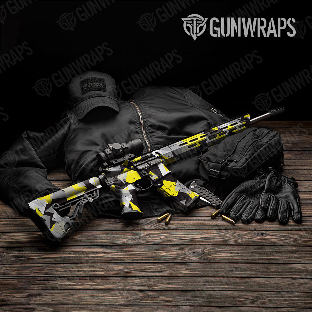 Shattered Yellow Tiger Camo AR 15 Gun Skin Vinyl Wrap