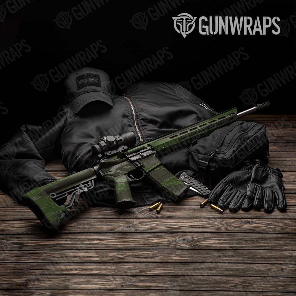 Shredded Army Dark Green Camo AR 15 Gun Skin Vinyl Wrap