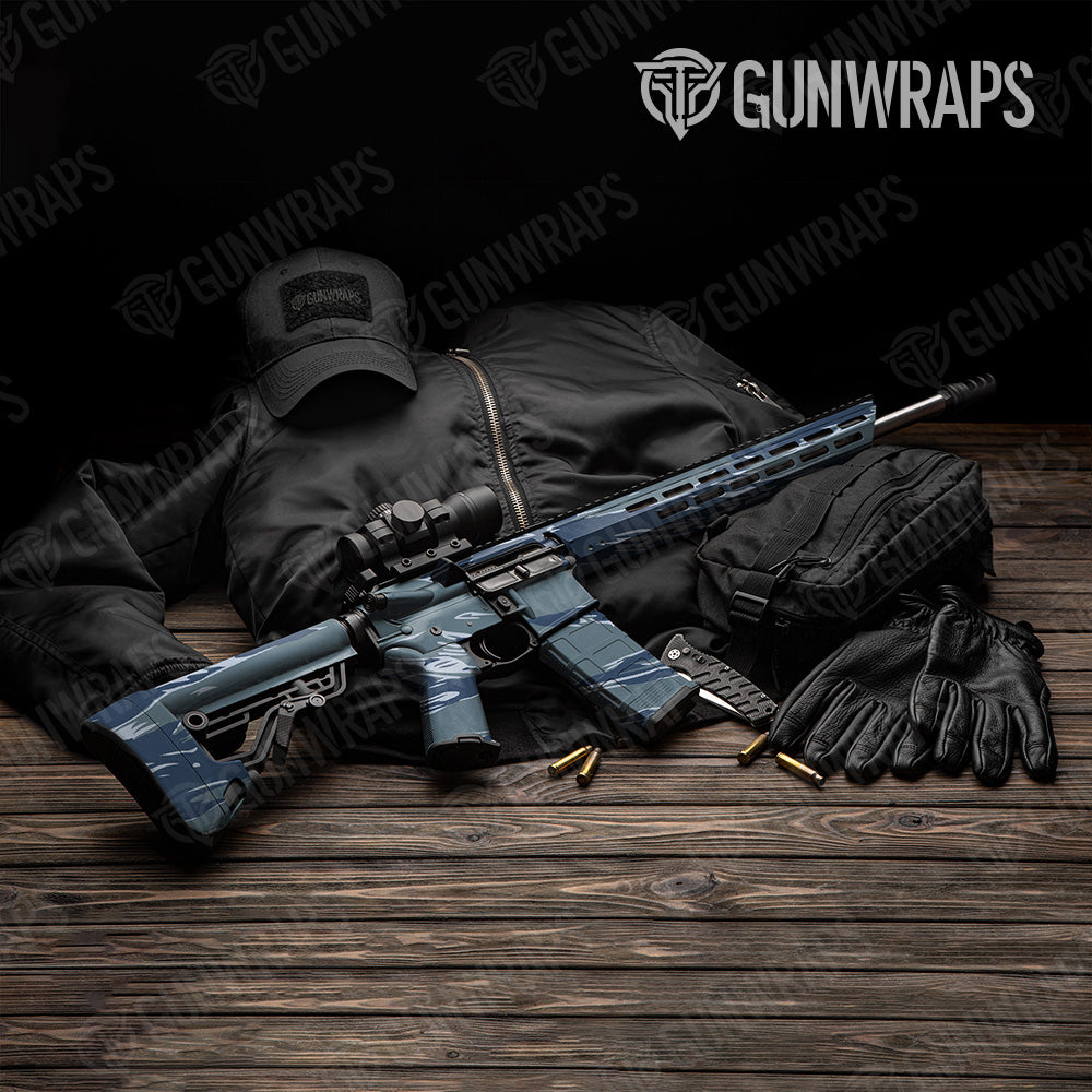 Shredded Navy Camo AR 15 Gun Skin Vinyl Wrap