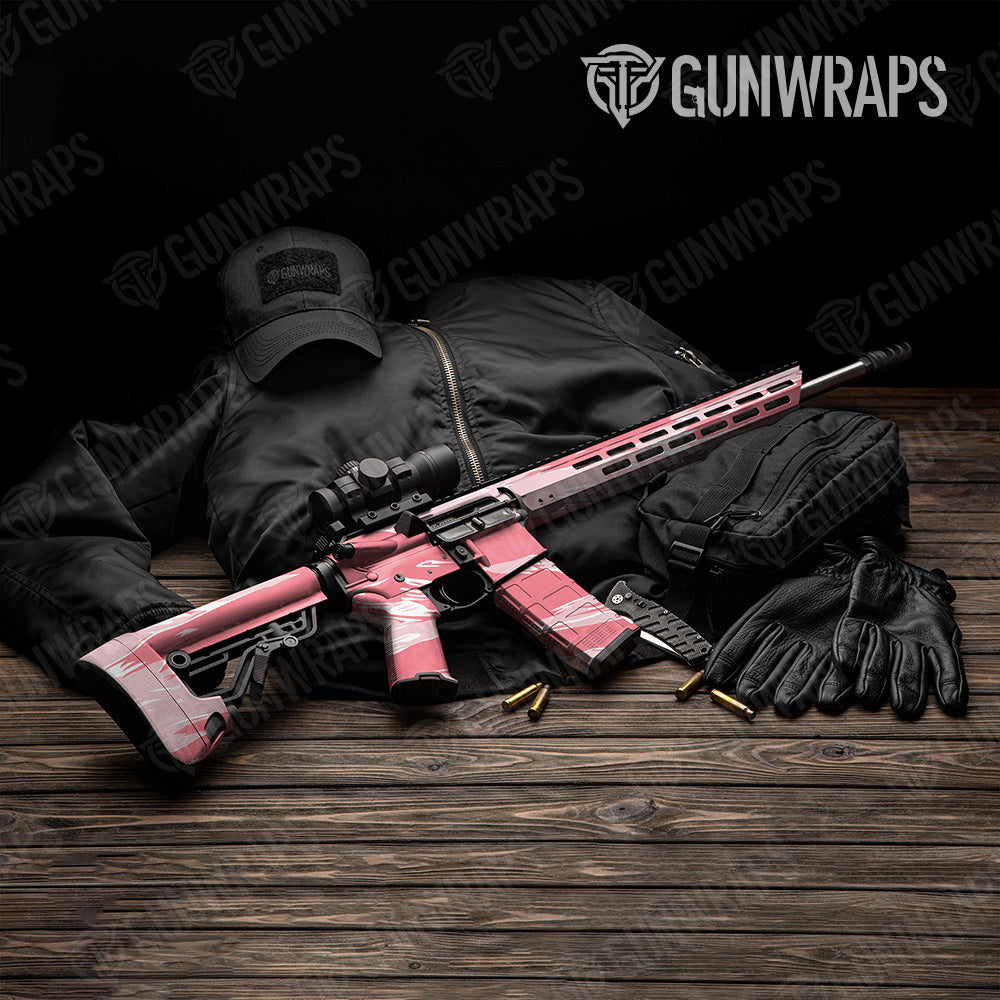 Shredded Pink Camo AR 15 Gun Skin Vinyl Wrap
