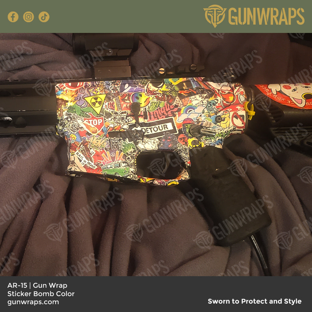 AR 15 Sticker Bomb Color Gun Skin Vinyl Wrap