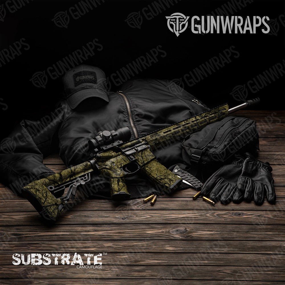 AR 15 Substrate Savannah Stalker Camo Gun Skin Vinyl Wrap Film