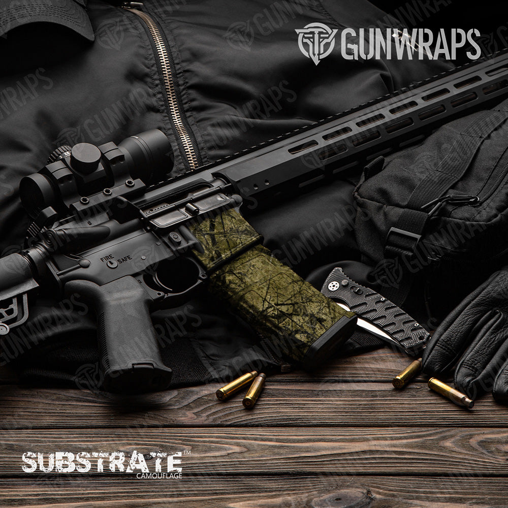 AR 15 Mag & Mag Well Substrate Savannah Stalker Camo Gun Skin Vinyl Wrap Film