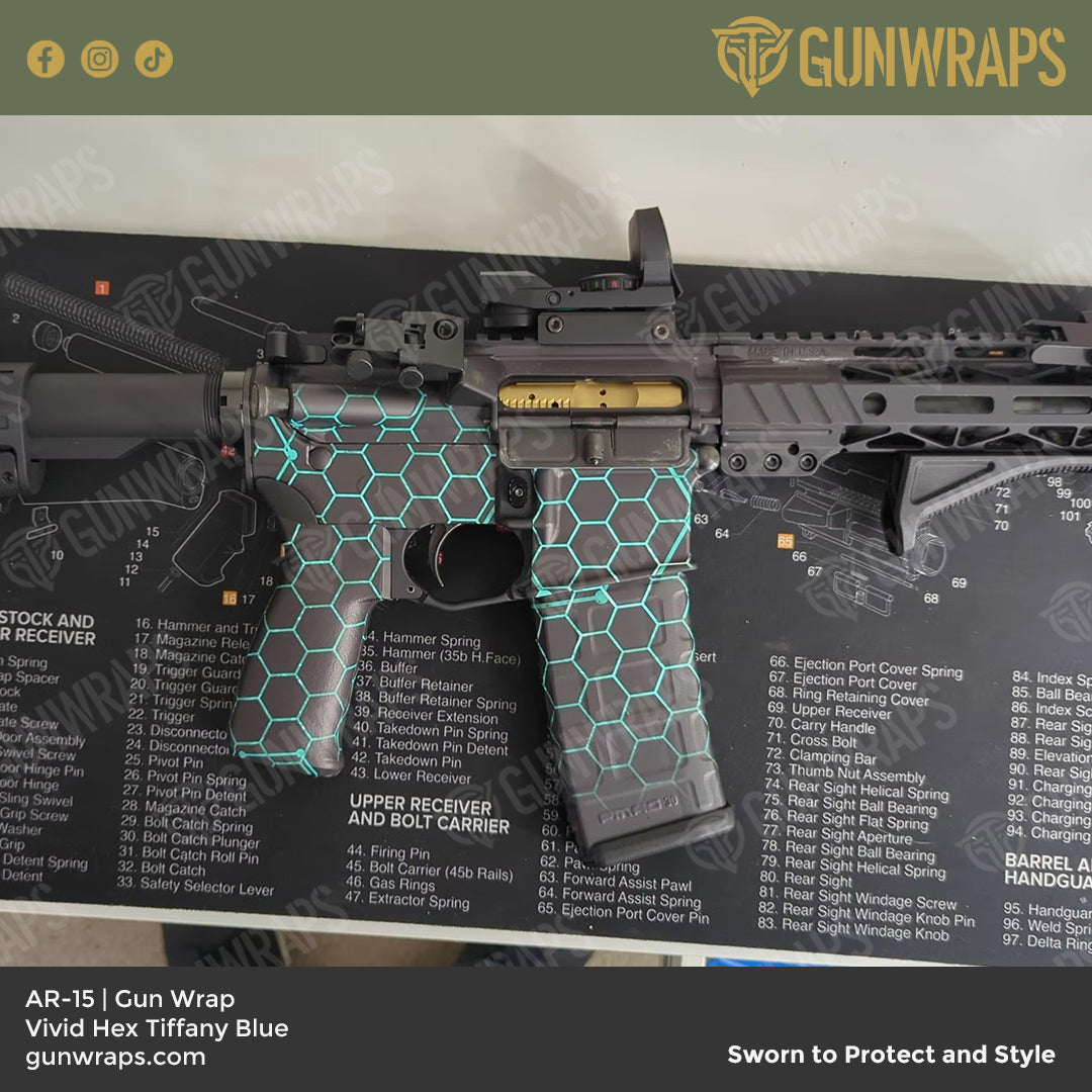 AR 15 Vivid Hex Tiffany Blue Gun Skin Vinyl Wrap