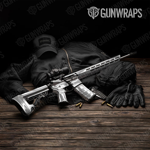 Silver AR-15 Gun Skin Vinyl Wraps