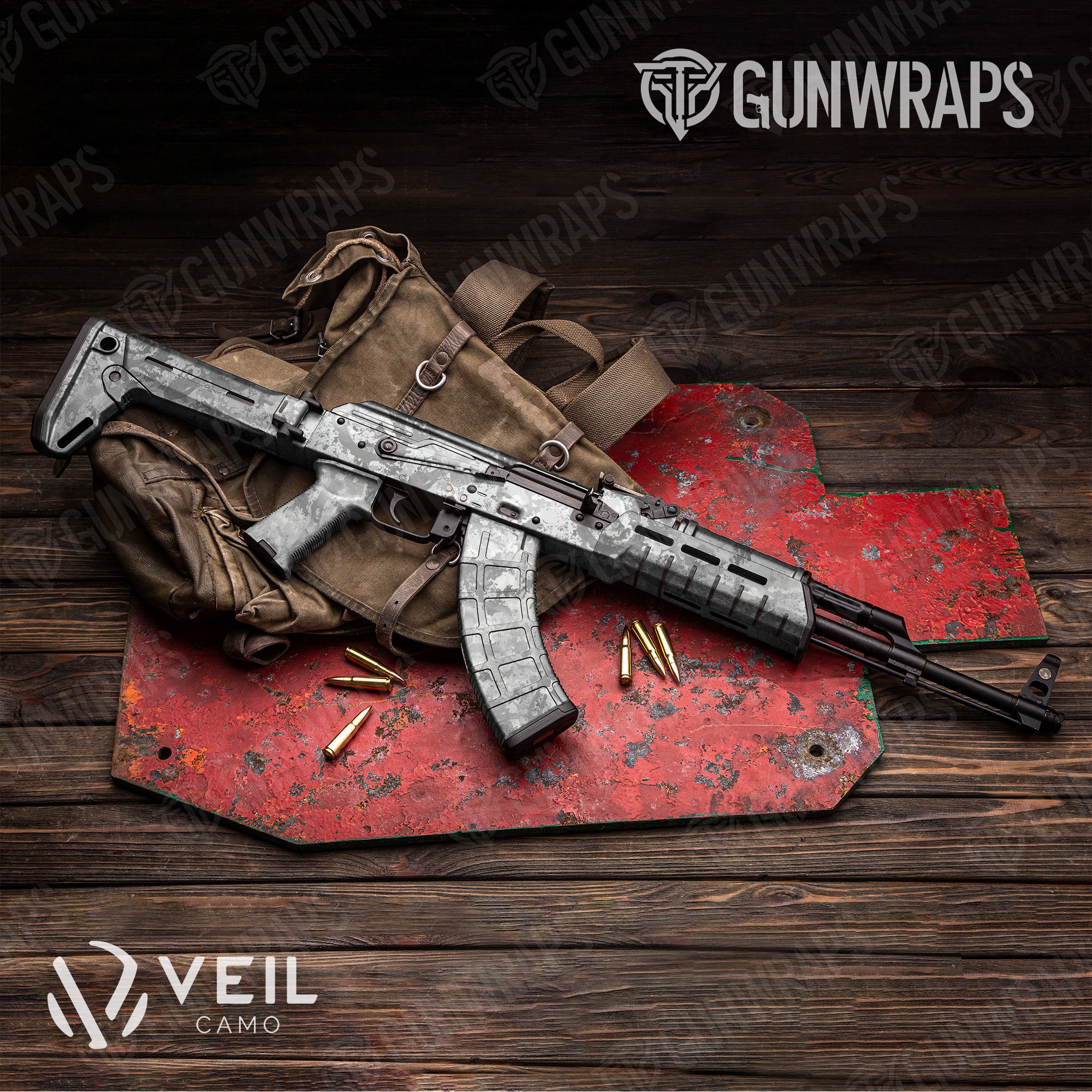 AK 47 Veil Stoke Whiteout Camo Gun Skin Vinyl Wrap