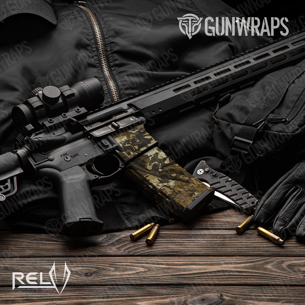 AR 15 Mag & Mag Well RELV X3 Harvester Camo Gun Skin Vinyl Wrap Film