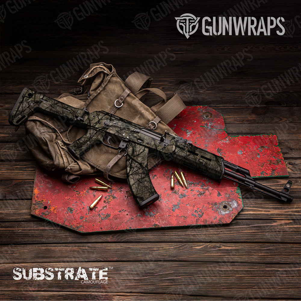 AK 47 Substrate Shrub Stalker Camo Gun Skin Vinyl Wrap Film