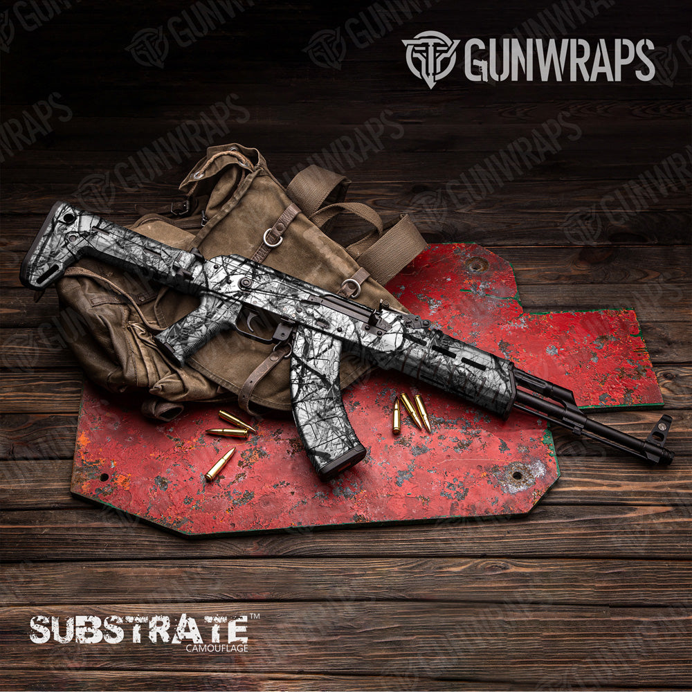 AK 47 Substrate Snow Stalker Camo Gun Skin Vinyl Wrap Film