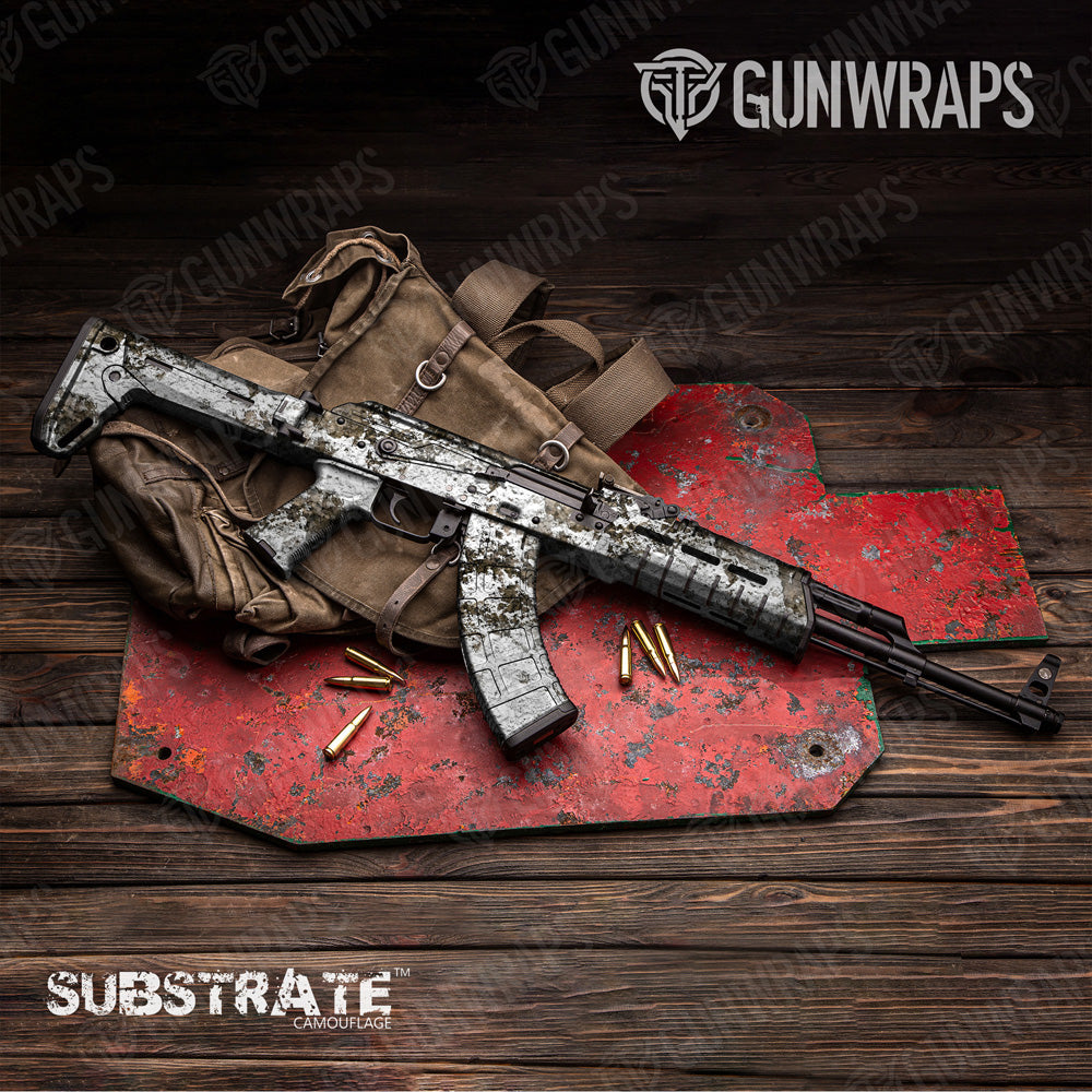 AK 47 Substrate Snowfall Camo Gun Skin Vinyl Wrap Film