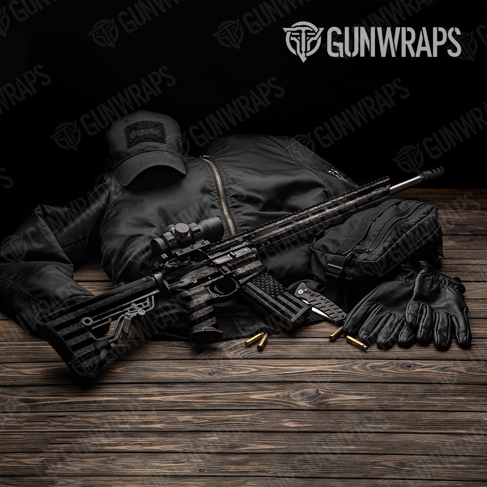 Grayscale American Patriotic AR 15 Gun Skin Vinyl Wrap