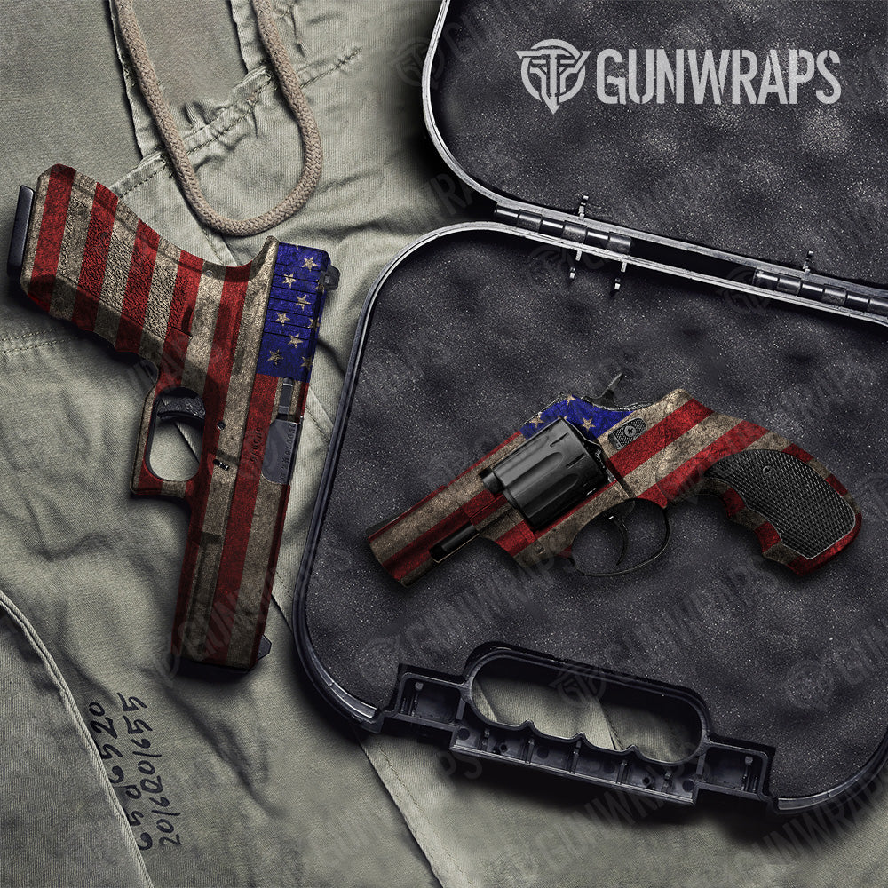American Patriotic Pistol & Revolver Gun Skin Vinyl Wrap