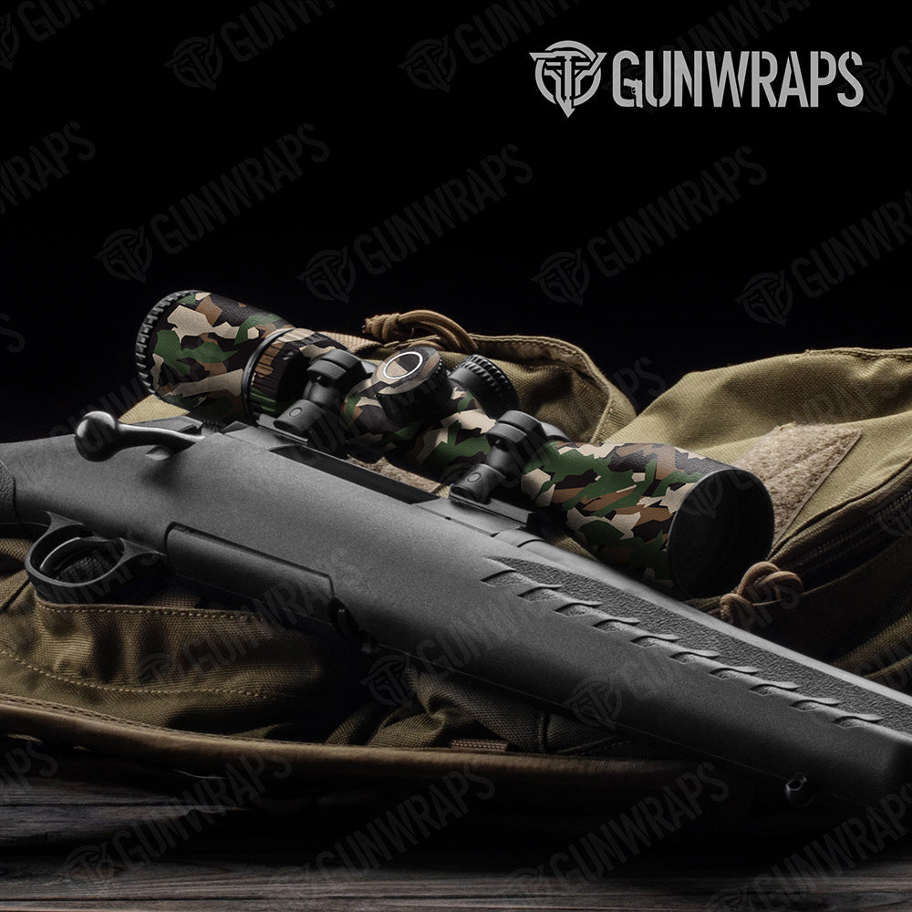 Erratic Woodland Camo Scope Gear Skin Vinyl Wrap