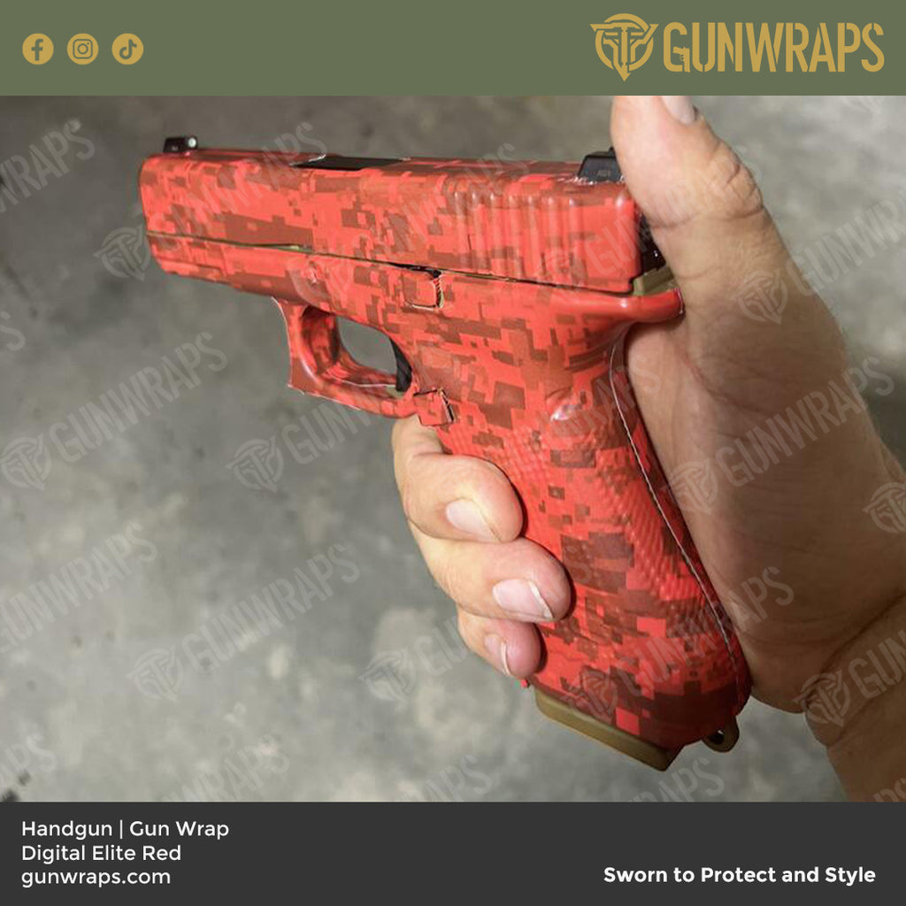 Pistol & Revolver Digital Elite Red Camo Gun Skin Vinyl Wrap