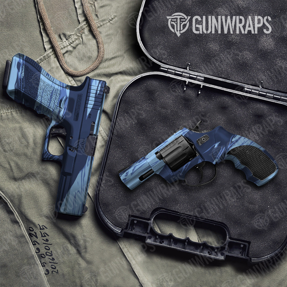 Shredded Blue Urban Night Camo Pistol & Revolver Gun Skin Vinyl Wrap