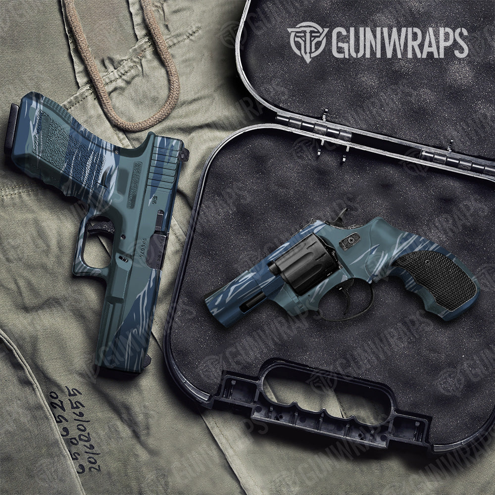 Shredded Navy Camo Pistol & Revolver Gun Skin Vinyl Wrap