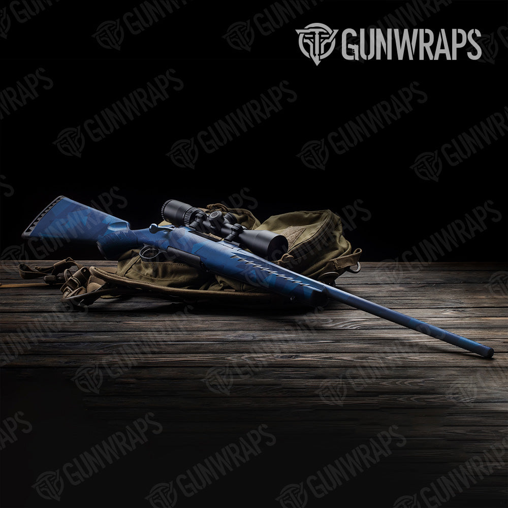 Shattered Elite Blue Camo Rifle Gun Skin Vinyl Wrap