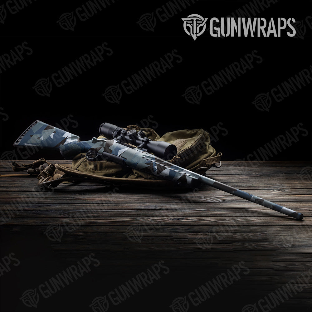 Shattered Navy Camo Rifle Gun Skin Vinyl Wrap