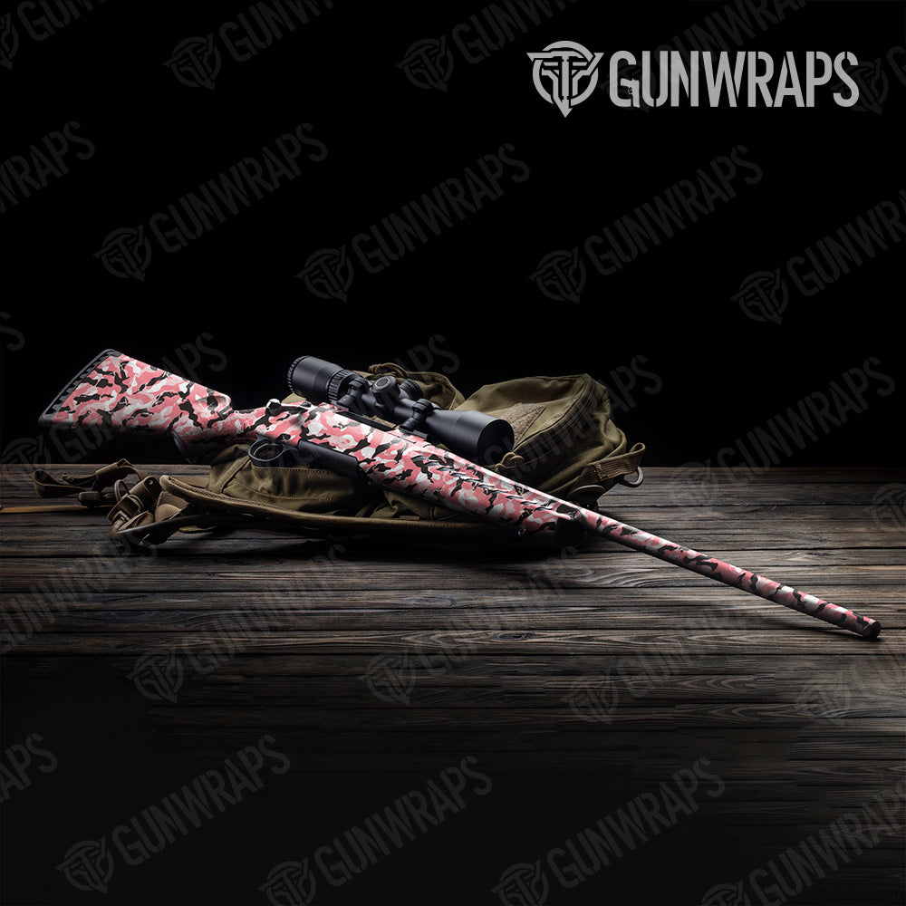 Ragged Pink Camo Rifle Gun Skin Vinyl Wrap