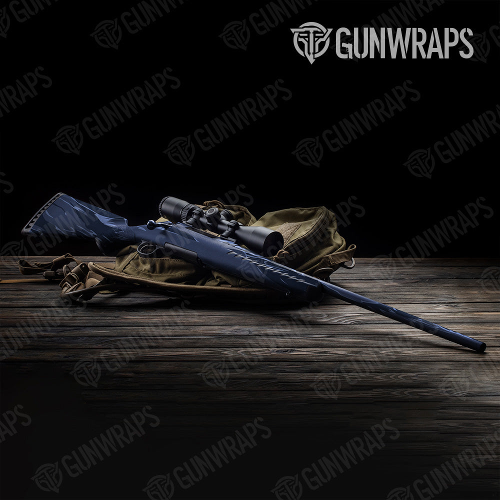 Shredded Blue Midnight Camo Rifle Gun Skin Vinyl Wrap