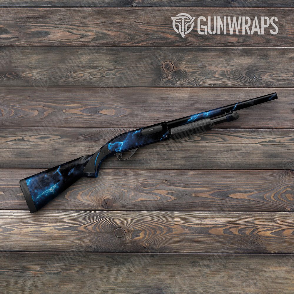 Stone Blue Lightning Marble Shotgun Gun Skin Vinyl Wrap