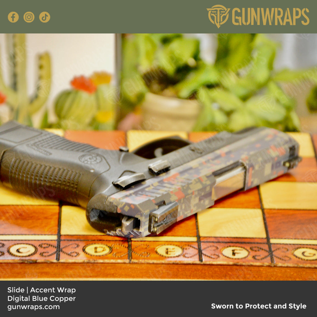 Pistol Slide Digital Blue Copper Camo Gun Skin Vinyl Wrap