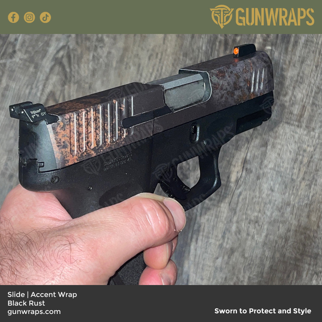 Pistol Slide Rust Black Gun Skin Vinyl Wrap