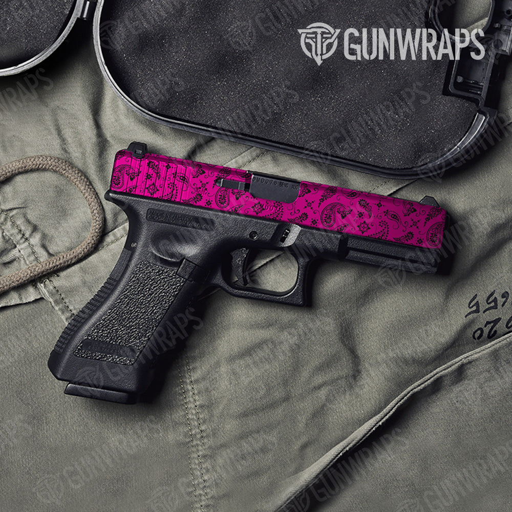 Bandana Magenta Black Pistol Slide Gun Skin Vinyl Wrap