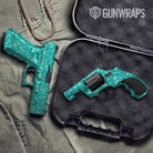 Bandana Tiffany Blue White Pistol & Revolver Gun Skin Vinyl Wrap