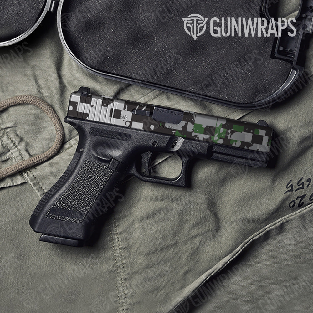 Broken Plaid Green Camo Pistol Slide Gun Skin Vinyl Wrap