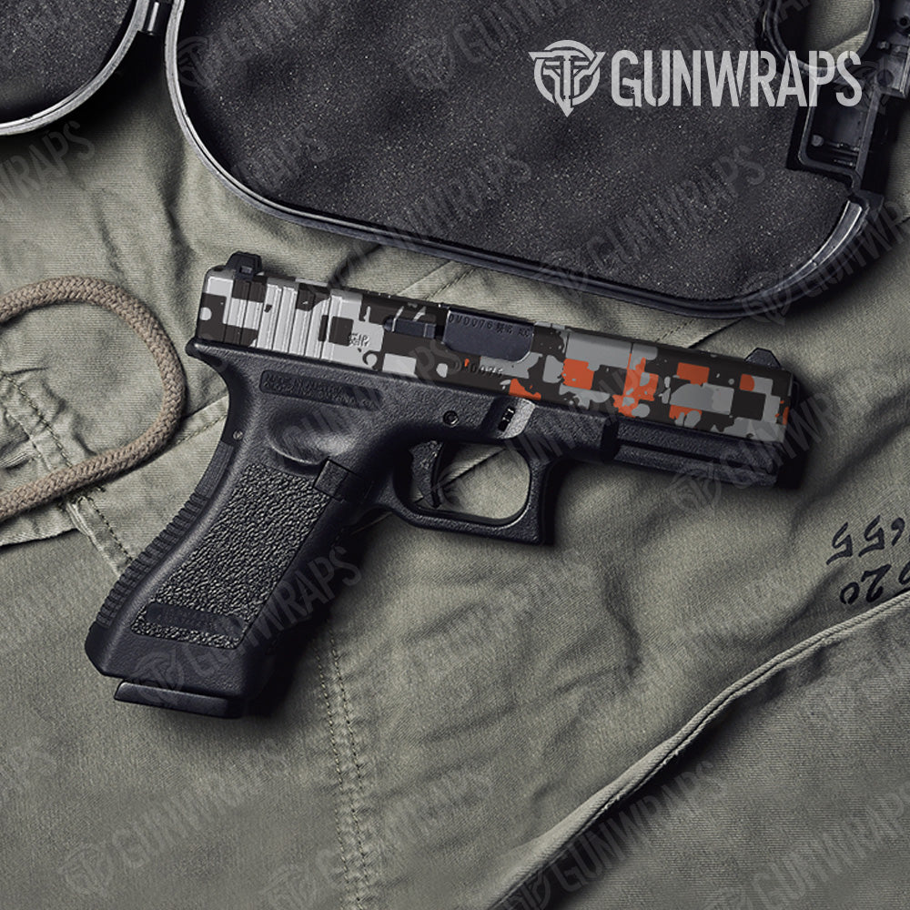 Broken Plaid Orange Camo Pistol Slide Gun Skin Vinyl Wrap