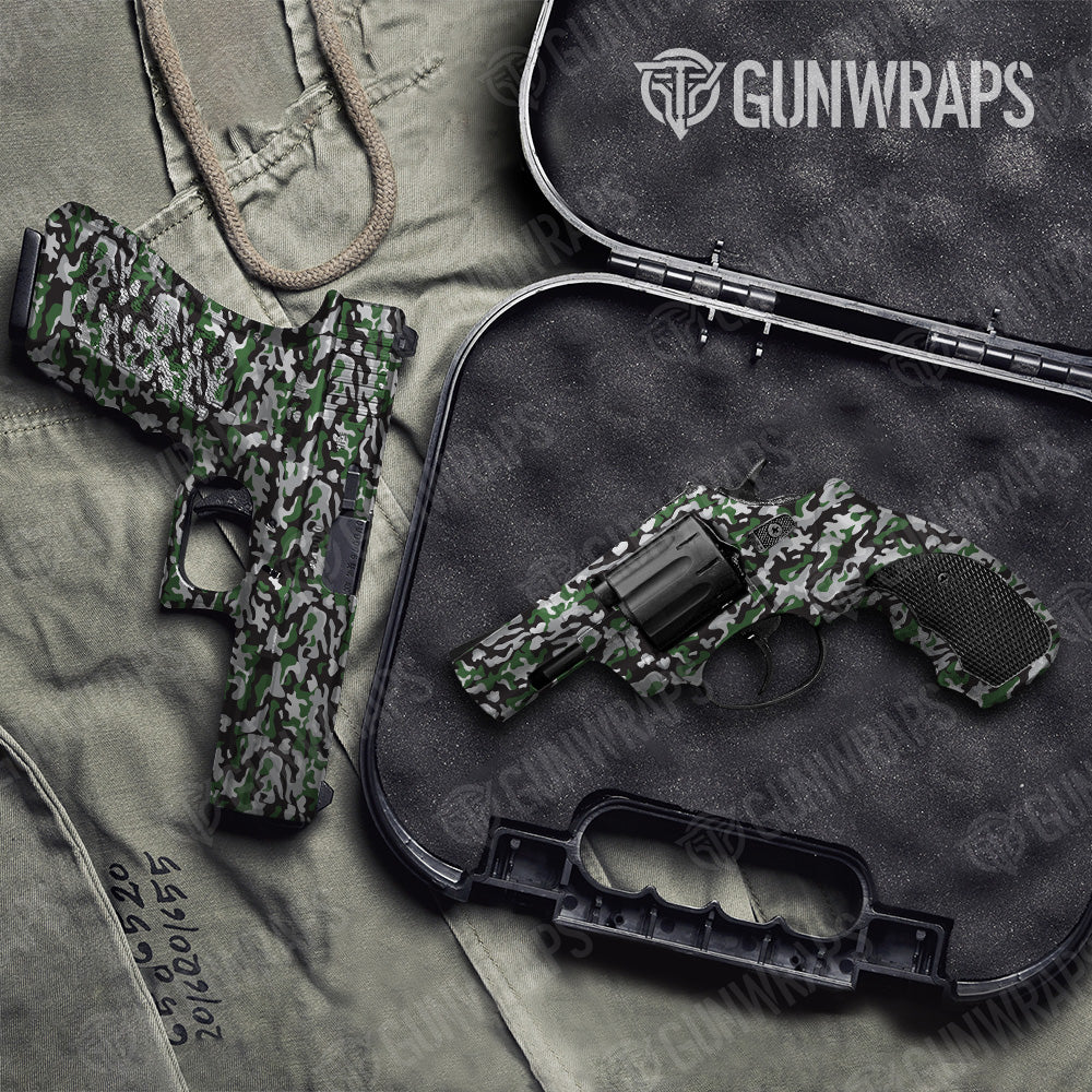 Classic Green Tiger Camo Pistol & Revolver Gun Skin Vinyl Wrap