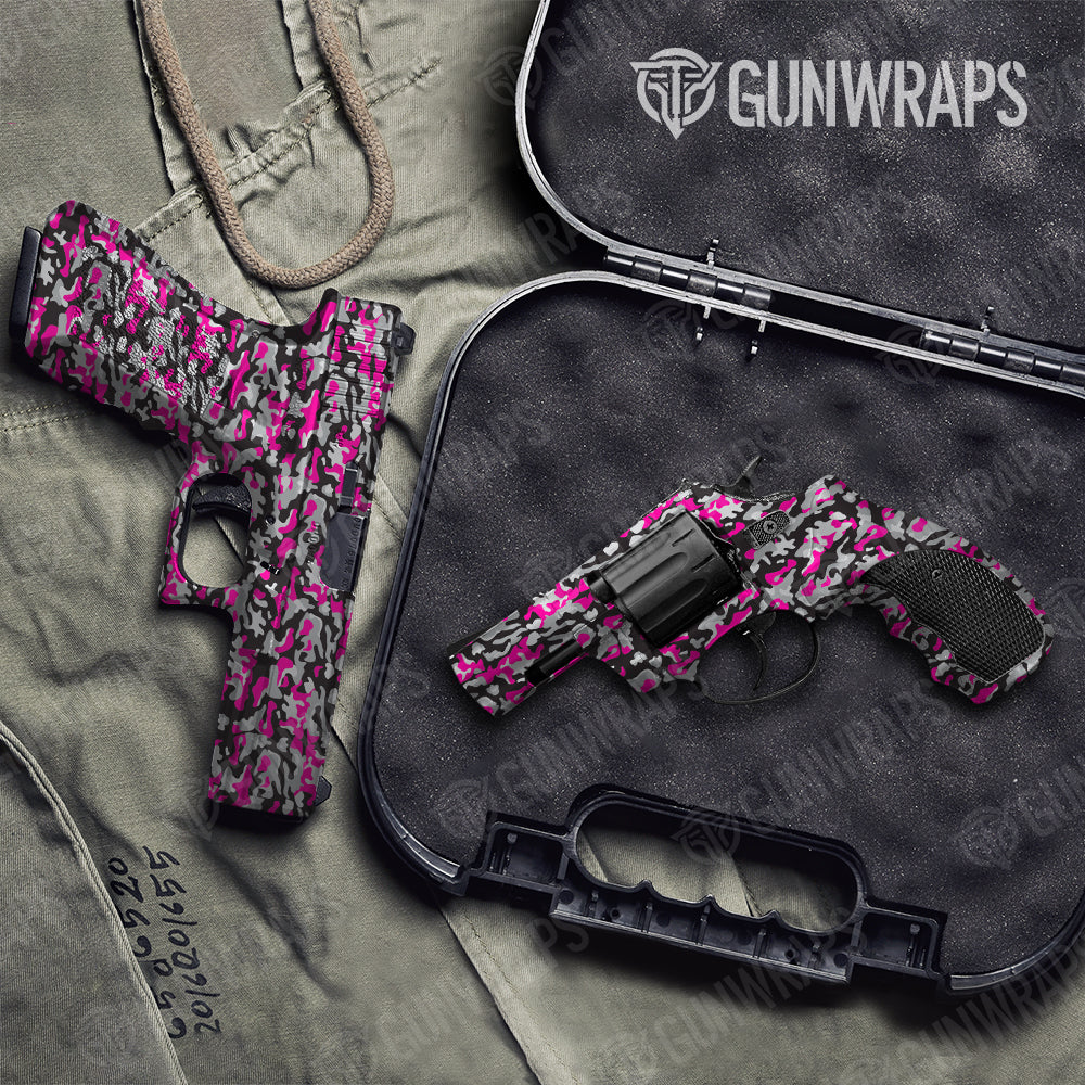 Classic Magenta Tiger Camo Pistol & Revolver Gun Skin Vinyl Wrap