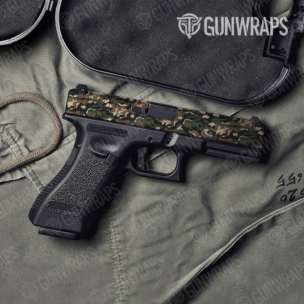 Classic Woodland Camo Pistol Slide Gun Skin Vinyl Wrap
