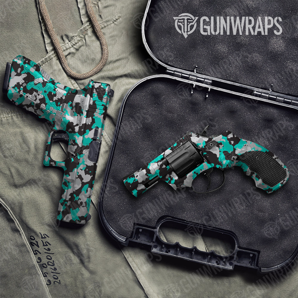 Cumulus Tiffany Blue Tiger Camo Pistol & Revolver Gun Skin Vinyl Wrap