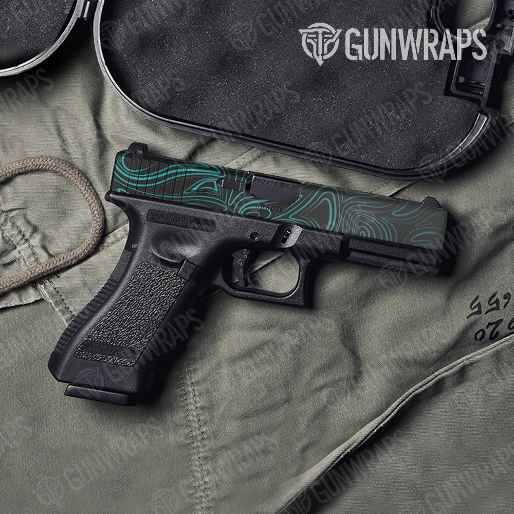 Damascus Tiffany Blue Pistol Slide Gun Skin Vinyl Wrap