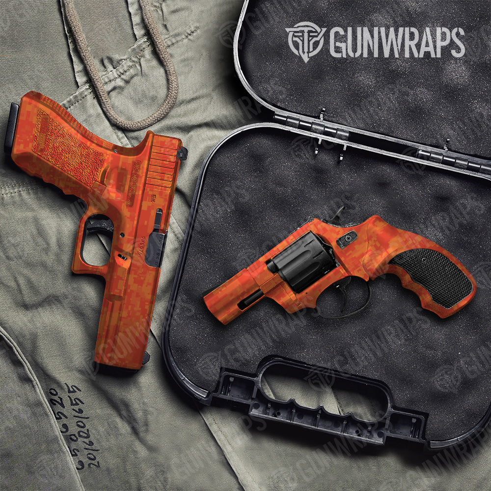 Digital Elite Orange Camo Pistol & Revolver Gun Skin Vinyl Wrap