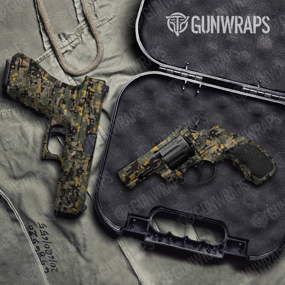 Digital Militant Yellow Camo Pistol & Revolver Gun Skin Vinyl Wrap