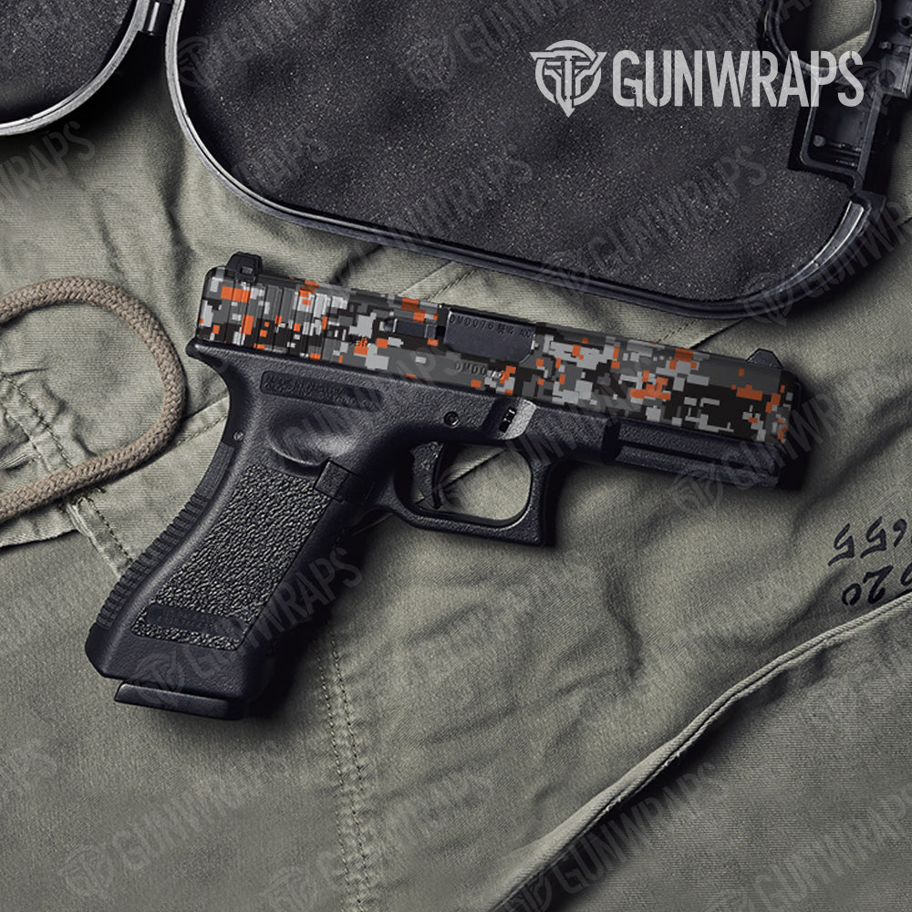 Digital Urban Orange Camo Pistol Slide Gun Skin Vinyl Wrap