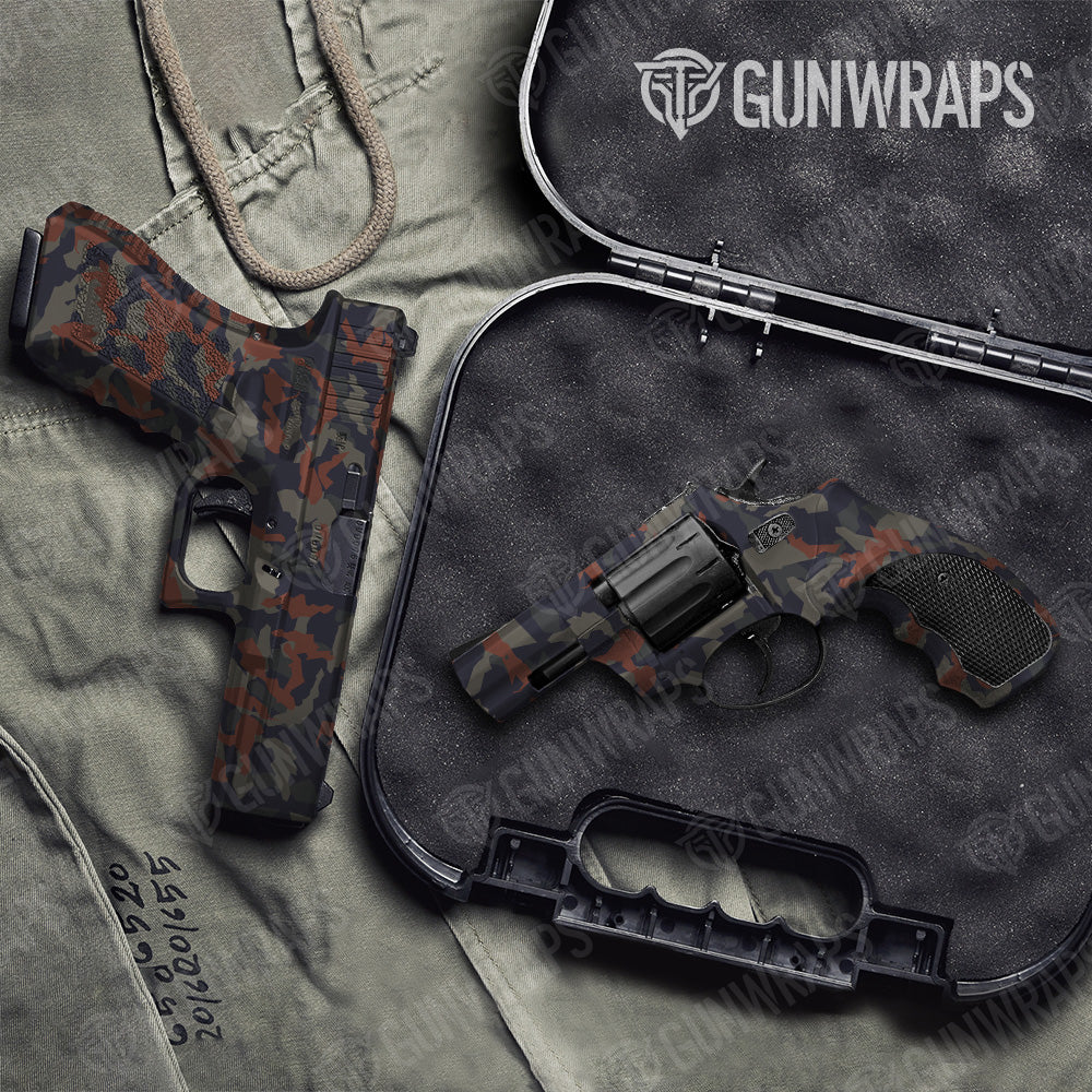 Erratic Blue Copper Camo Pistol & Revolver Gun Skin Vinyl Wrap